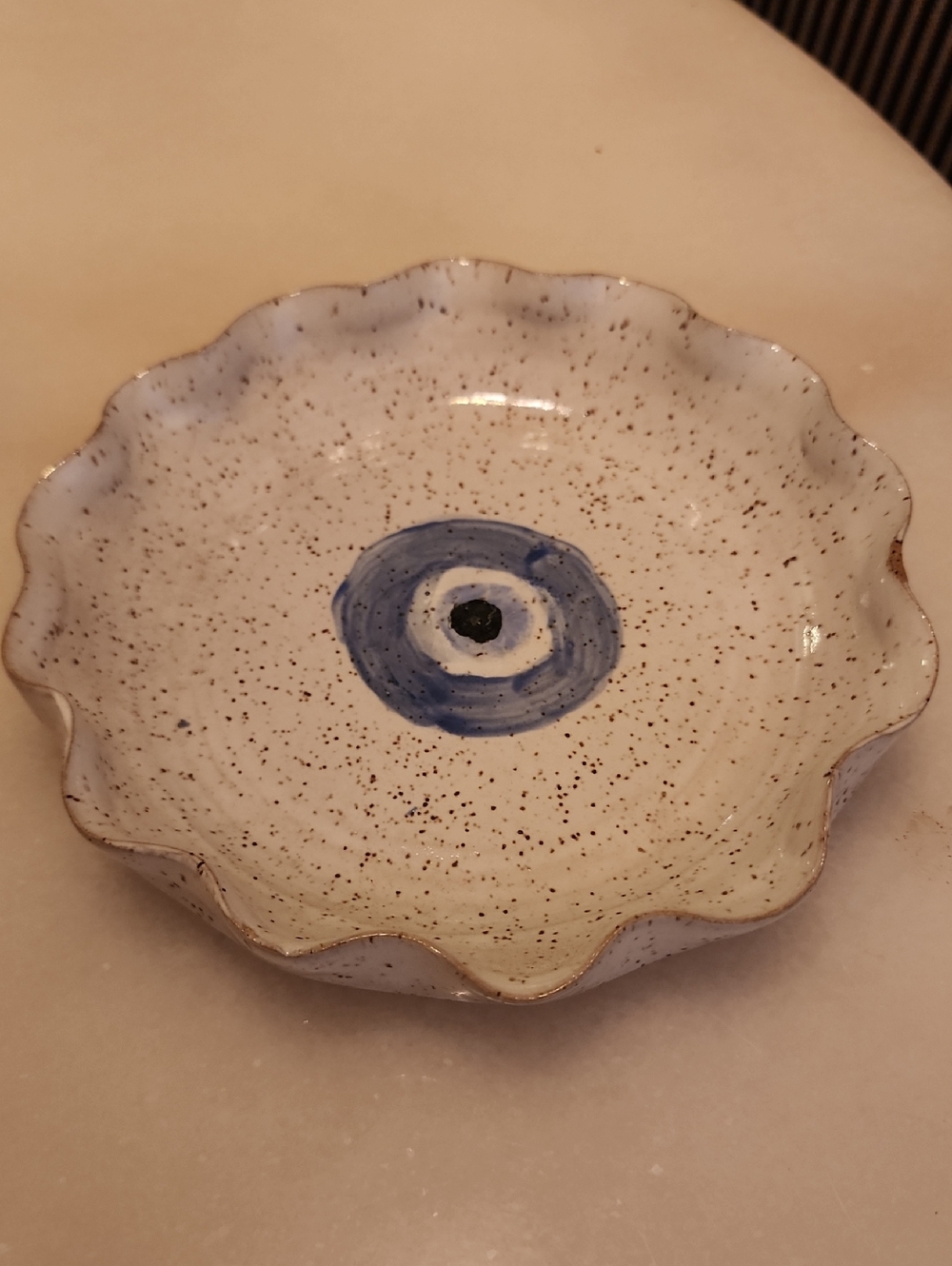 Signed Artisan Pottery Bowl Nazar Evil Eye Inspired Ceramic